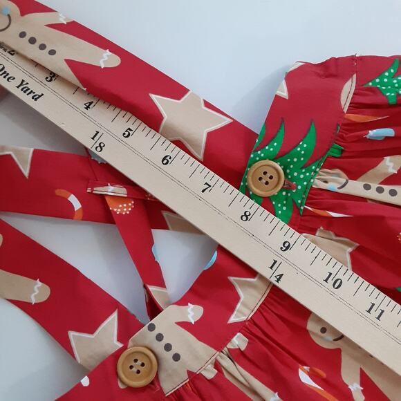 Eleanor Rose Gingerbread Man Pinafore Skirt Dress Christmas Overalls Girls 3/4 - Picture 9 of 9